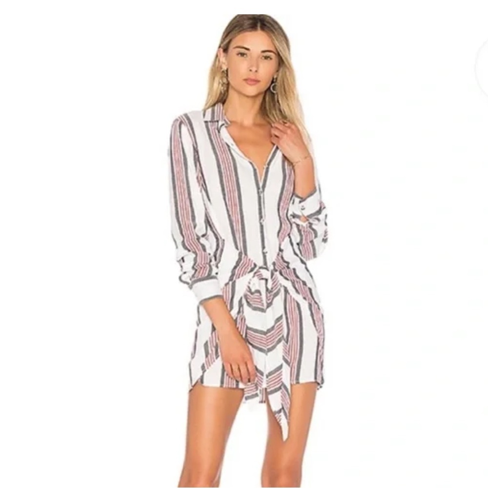 L’academie claudine shirt mini dress with tie waist